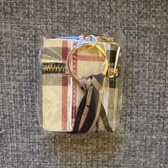 Plaid Keychain Pouch with Scarf Accent - Picture 2 of 3